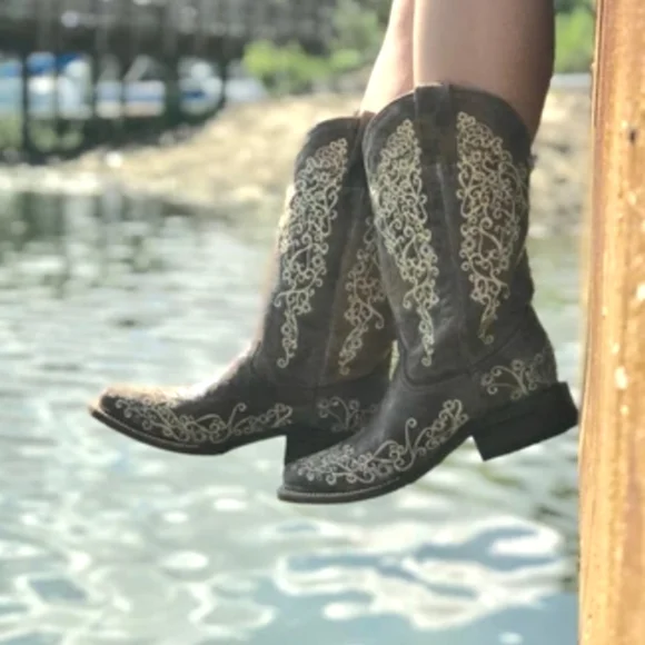 CORRAL A2663 floral embroidery "Lisa" distressed leather cowgirl boots sz6.5 NEW - Picture 3 of 16